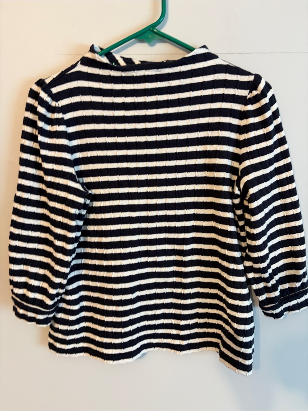Talbots Navy and cream Striped Knit Top. Small P. Cotton/poly/spandex.
